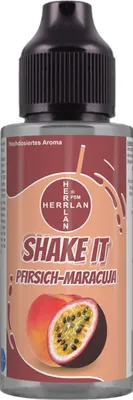 Produktbild von SHAKE IT Pfirsich-Maracuja-Aroma, hochdosiertes Lebensmittelaroma in der praktischen Schüttelflasche I HERRLAN - Qualität