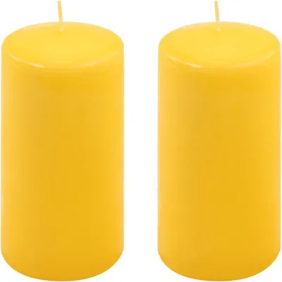Zdjęcie produktu dla Zestaw świec słupkowych, 15 cm, Ø 7,5 cm, żółty, 2 sztuki.
