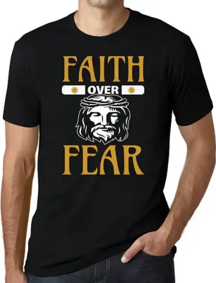 Produktbild von Herren Grafik T-Shirt Glaube statt Angst - christlich religiös – Faith Over Fear - Christian Religious – Öko-Verantwortlich Vintage Jahrgang Kurzarm