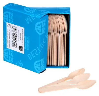 Produktbild von Einwegbesteck Holz-Kaffeelöffel, 100 Stück, biologisch abbaubar