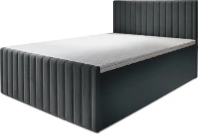 Produktbild von TRADA Boxspringbett 160x200 Roma mit Bettkästen Set Polsterbett Matratze Topper leichte Reinigung Velvet Stoff Dunkelgrau
