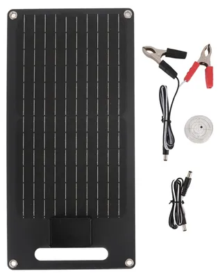50W Solarpanel, monokristallin, USB+C, DC, 12V, mit Klemme & Kabel