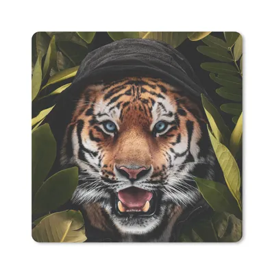 Produktbild von MuchoWow® Mauspad Mousepad Tiger - Dschungel - Blätter 30x30 cm - Mousepads - Maus Mat - Pad - Mausunterlage - Gaming