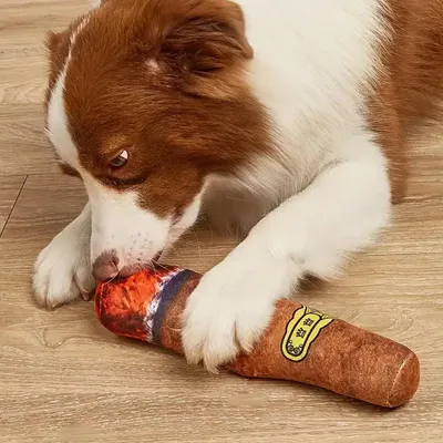 Produktbild von Lustiges weiches Plüsch-Hundespielzeug - 2 Stück, quietschend, zur Zahnpflege und gegen Langeweile
