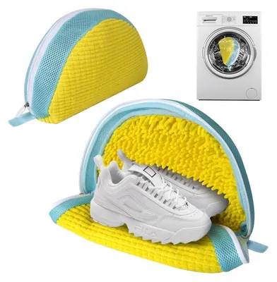 Image de Sacs de lavage pour chaussures, compatibles avec les machines à laver, lot de 2, en microfibre douce, réutilisables