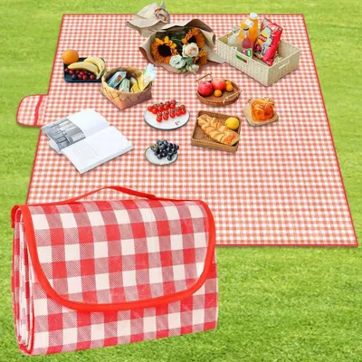 Zdjęcie produktu dla Koc piknikowy 200x200 cm, wodoodporny spód, odporny na piasek, dla 4-5 osób, na zewnątrz