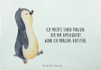 Produktbild von Mr. & Mrs. Panda Glas-Schneidebrett Pinguin marschieren - Weiß - Geschenk, Glas Schneideplatte, Bruder, Schneidebrett, Vesperplatte, Unausgeschlafen, Brotzeitplatte