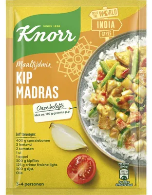 Image de Knorr Maaltijdmix Kip Madras 80g – Mélange d'épices indiennes épicées pour poulet