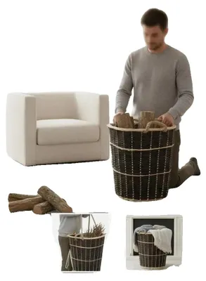 Obrázek produktu pro Košík na dříví, vyrobený z ekologického materiálu, s odolnou konstrukcí, barva hnědá