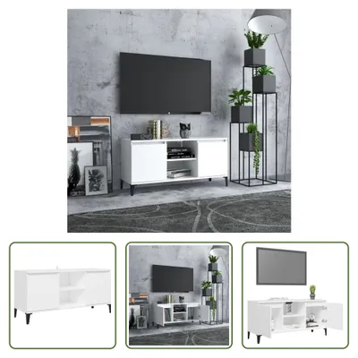 Immagine prodotto di The Living Store Mobile TV con gambe in metallo bianco 103,5x35x50 cm