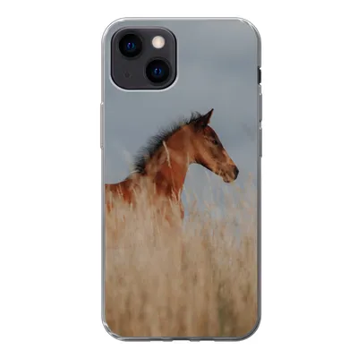 Produktbild von MuchoWow® Handyhülle Schutzhülle Hülle für iPhone 13 mini Pferd - Luft - Gras Silikon Softcase Handy Hülle - Softcase