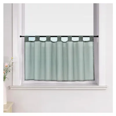 Produktbild von Scheibengardine mit Schlaufen für die Küche, transparente Bistrogardinen, Vorhänge, Kurzgardine Voile in Grau, BxH 45x90cm, 1 Stück