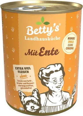 Image de Betty's Cuisine de Campagne Nourriture humide au canard pour chiens sans céréales Aliment complet 6x400g