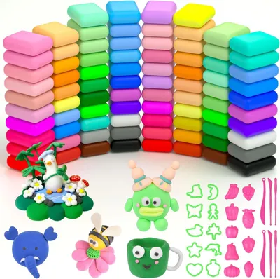 Produktbild von Knetset, 84 Stück, ultraleichte Modelliermasse, 6 Werkzeuge, 19 Formen, kreative DIY für Kinder