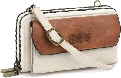 Produktbild von Geldbörse Damen,Crossbody Bag Handytasche zum Umhängen,Kleine Handy Umhängetasche mit Verstellbarem Schultergurt,Doppel Reißverschluss Geldbörse Damen