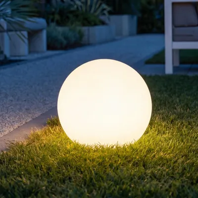 Produktbild von LED Kugellampe Solar Dimmer Farbwechsel RGBW Fernbedienung IP65 Ø 20 cm rund Weiß außen Gartenleuchte Wegeleuchte Garten Terrasse