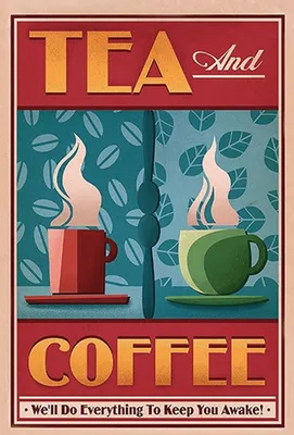 Produktbild von vianmo Holzschild 18x12 cm Trinken Tea and Coffee Tee und