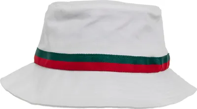 Image de FLEXFIT FX5003S | Stripe Bucket Hat - Couleur : White/Fire Red/Green - Taille : One Size