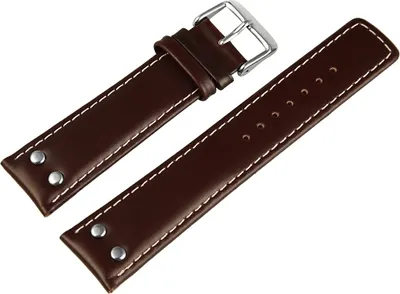 Produktbild von Echtleder-Uhrenarmband, braun, weiße Naht, 18 mm - 22 mm