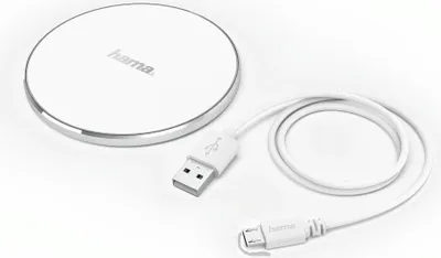 Produktbild von Hama FC5 Alu, Drinnen, USB, 5 V, Kabelloses Aufladen, Weiß