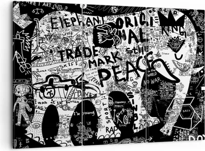 Produktbild von Bild auf Leinwand - Leinwandbild - Elefant symbol abstraktion tier - 105x70cm - Wand Bild - Wanddeko - Leinwanddruck - Bilder - Kunstdruck - Leinwand bilder - Wandkunst - CE105x70-2795
