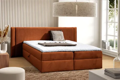 Produktbild von Boxspringbett Schlafzimmerbett CEDRIC 180x200cm Stoff Magic Velvet Terracotta