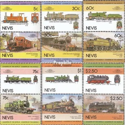Produktbild von Briefmarken Nevis 1985 Mi 280-291 Paare (kompl.Ausg.) postfrisch Lokomotiven