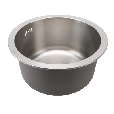 Image de Évier de cuisine, Évier de cuisine rond, Évier rond en acier inoxydable, Évier rond à cuve unique, Évier rond brossé, Évier rond antirouille