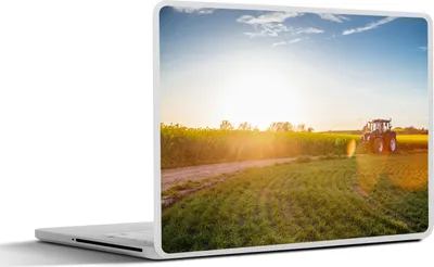 Produktbild von MuchoWow® Laptop Aufkleber Sticker Cover Traktor - Gras - Sonnenuntergang 40x30 cm - Laptop Dekoration - Selbstklebend