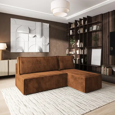 Produktbild von Masseno Ecksofa BRISO T mit Schlaffunktion L-Form, Sofa mit Bettkasten, Wohnzimmersofa, Couch, Soffa, Bettsofa, Couchgarnitur- Orange, TILIA 56