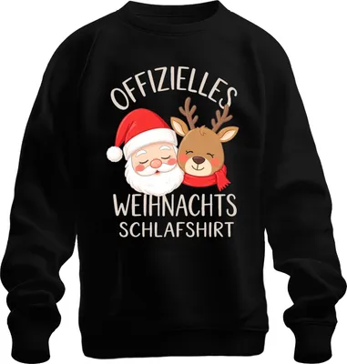 Produktbild von Offizielles Weihnachts Schlafshirt Weihnachtsmann Rentier Lustig Uni Sweatshirt Pullover, Schwarz, 3XL