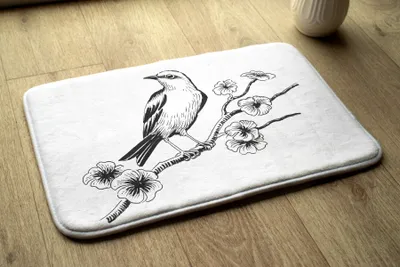 Produktbild von Badteppich Saugfähige - Badezimmer Teppich - Rutschfester Badvorleger Badematte - 90x60 cm - Vogel in einem Baum