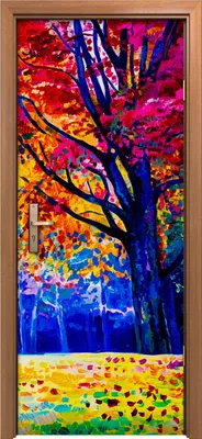 Produktbild von Türposter 80x200 cm Türaufkleber Türtapete Türfolie Klebefolie Deko Landschafts Wald Herbst Wald