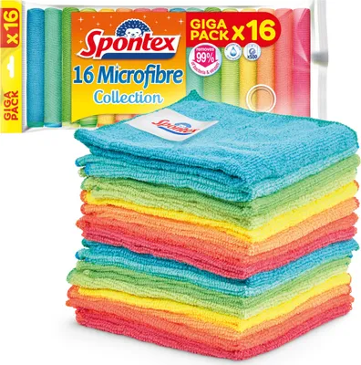 Productafbeelding van Spontex Microvezel Reinigingsdoeken, collectie van 16 stuks, los verkrijgbaar