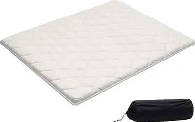 Produktbild von VEVOR japanische Futon-Matratze (2032 x 1524 x 63,5 mm), faltbare Tatami (Queen Size), Bodenmatratze mit Aufbewahrungstasche & Befestigungsmaterial, 9-lagige Schlafmatte für Meditation Yoga, Weiß