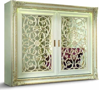 Verspiegelter Luxus Barock Schlafzimmerschrank mit 2 Schiebetüren Weiß Gold