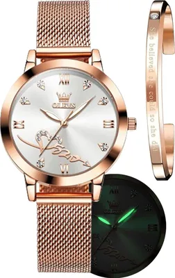 Produktbild von Elegante Damen-Armbanduhr mit langlebigem Stahlgeflecht, präzisem Quarzwerk, kratzfestem Mineralglas, wasserdicht bis 30 m, verstellbarem Mesh-Armband