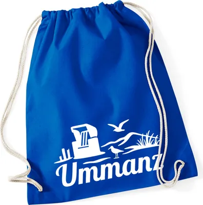 Produktbild von Huuraa Turnbeutel Ummanz Strandmotiv 12 Liter Bright Royal Baumwolle Rucksack Geschenkidee
