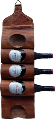 Produktbild von Weinregal oder Zeitungshalter aus Leder mit Platz für 5 Flaschen