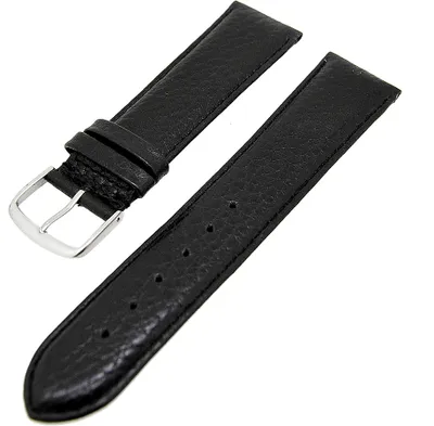 Produktbild von Uhrenarmband Kalbslederband Schwarz Ton in Ton 16mm leicht gepolstert