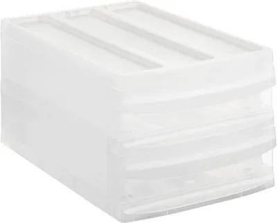 Obrázok produktu pre Úložná skrinka Ladeblok – Úložné boxy s zásuvkami – Organizácia pracoviska – Skladateľný systém – 39,5 x 25,5 x 20,3 cm – Priehľadná