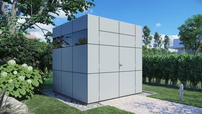 Produktbild von Gartenhaus Bertilo Design HPL 1 230 x 236 cm grau-anthrazit