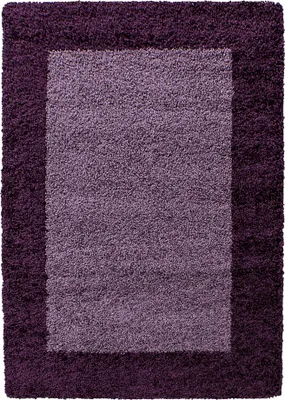 Obrázek produktu pro Koberec do obývacího pokoje, vysoký vlas, fialová barva, rozměry 240x340 cm, obdélníkový tvar, design s okrajovými vzory