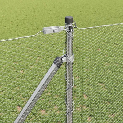 Immagine prodotto di Set di recinzione in metallo con 14 pali in acciaio per uso esterno, lunghezza totale 1000 cm, altezza 120 cm, ideale per delimitare giardini e terrazzi, colore argento