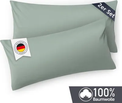 Produktbild von Blumtal Kissenbezug 40 x 80 cm (2er Set) - Blaugrün - 100% Baumwoll-Jersey mit Reißverschluss