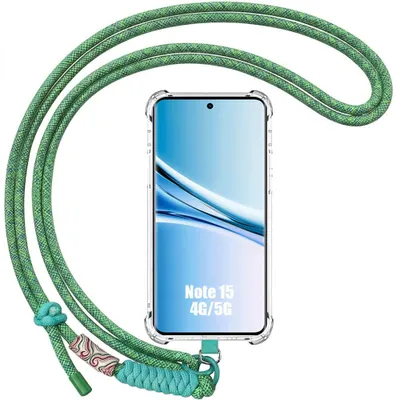 Image de Coque pour Xiaomi Redmi Note 15 5G/4G, Silicone Antichoc Anti-Rayures avec Bandoulière Vert Nuit