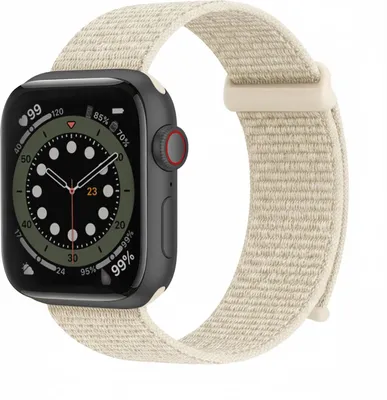Produktbild von Smartwatch Armband für Apple Watch SE 3 44mm Nylon Textil Band Ersatzband Wechselband Klettverschluss flexibel atmungsaktiv Beige