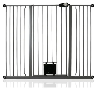 Produktbild von Bettacare Haustiergitter mit verriegelbarer Katzenklappe, 133.2cm - 140.8cm, Grau