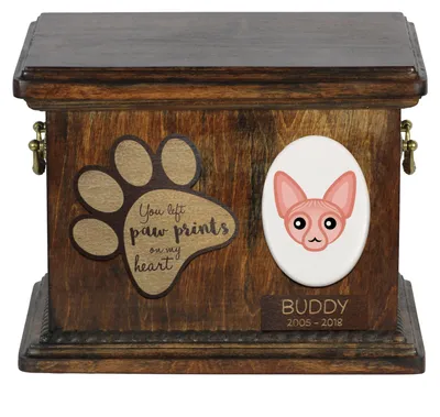 Produktbild von Sphynx Katzenascheurne, personalisierte Urne mit Gravur, Erinnerungsbox für Katzenasche von der Marke Art-Dog