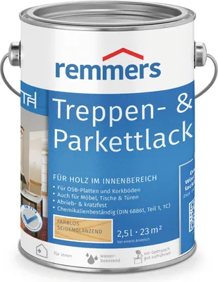 Produktbild von Remmers Treppen- & Parkettlack seidenglänzend farblos 2,5 l, Parkett Versiegelung